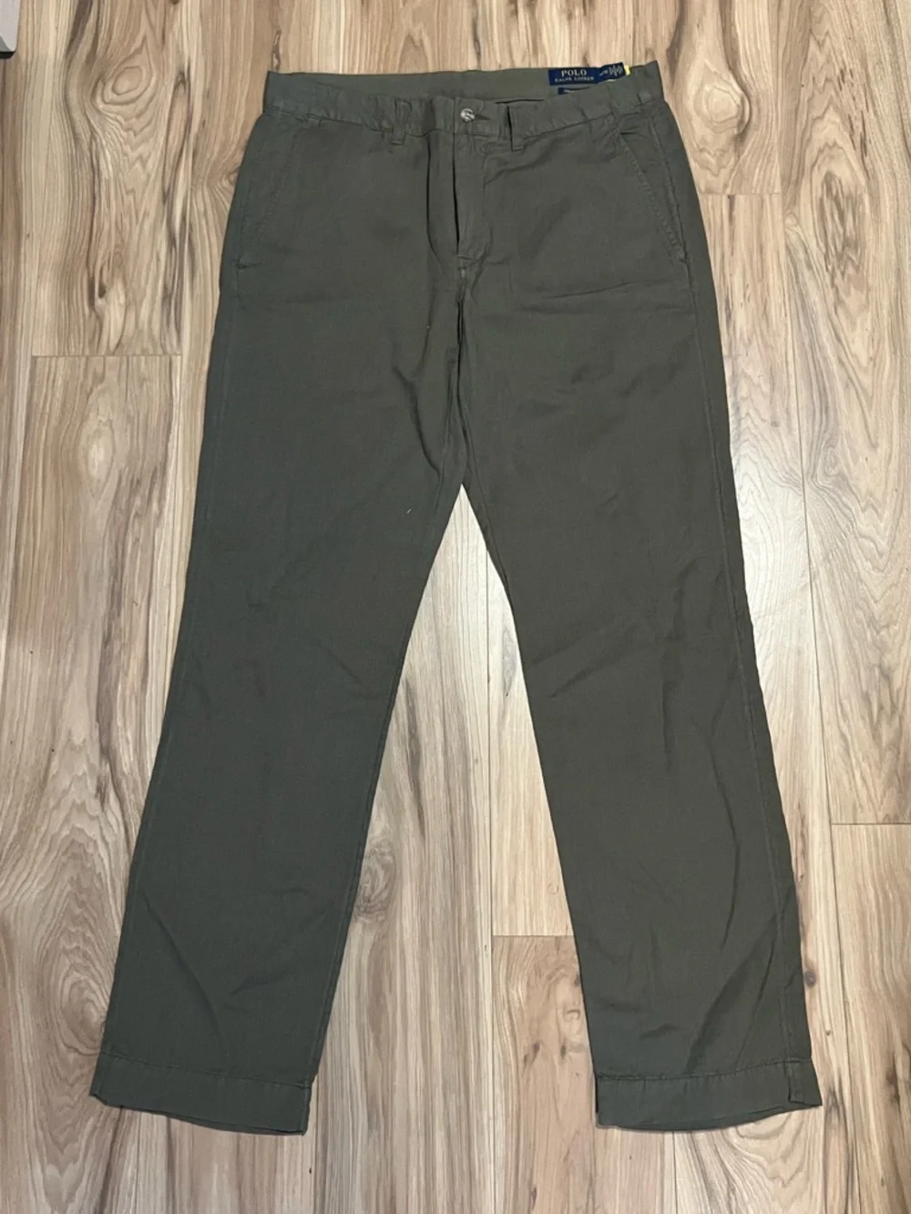 Polo Ralph Lauren Men's Olive Linen Straight Fit Khaki Chinos